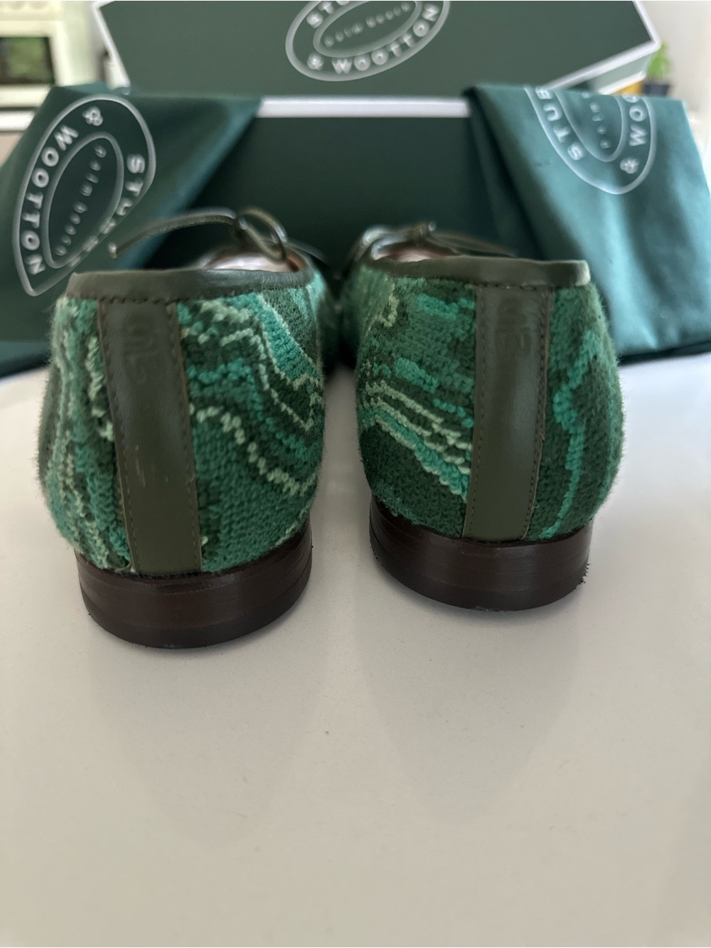 Stubbs & Wootton Malachite Needlepoint Ballet Flats NWT Women’s Size 8 - Picture 6 of 6